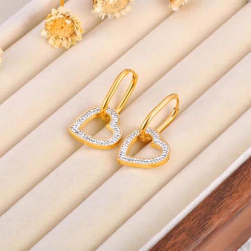 Boucles d'oreilles cœur pour femme : puces et créoles quotidiennes en acier - 4