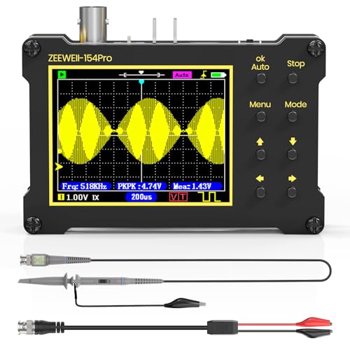 Upgrade Mini Handheld Digital Oscilloscope Built in Function Generator, 40MSa/s Sampling Rate, 18MHz Bandwidth, Support PWM, Persistence, 14 Type Measurement, 2.4" LCD Display with 10X, 100X Probe