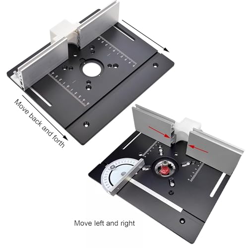 Set mit 3 Frästisch Einlegeplatten, Aluminiumlegierung, Frästisch Einlegeplatte für Oberfräsen, Router Table Insert Plate, Silver Fräsplatte Gravur-Hilfswerkzeug mit Gehrungslehre (Schwarz)