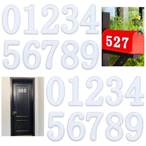 Image of opasyo 30 Pieces Mailbox Numbers for Outside 2 inch 0-9 Self-Adhesive Mail Box Numbers,3D Gold House Numbers for Mailbox, Apartment, House, Trash Bins,Office Hotel Room (White, 2inch)