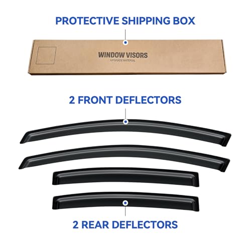Image of Window Visors Rain Guards Shield for 2007-2012 Nissan Sentra, Out-Channel Window Vent Wind Deflectors Visors Shades for 07-12 Nissan Sentra