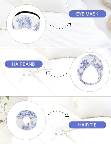 EPLAZA Silk Pajamas for Women Satin Pajamas Set 5 Pcs Long Sleeve Print Pattern Button Down Pjs Sleepwear Loungewear Set (Dusty blue Flower1, XL)