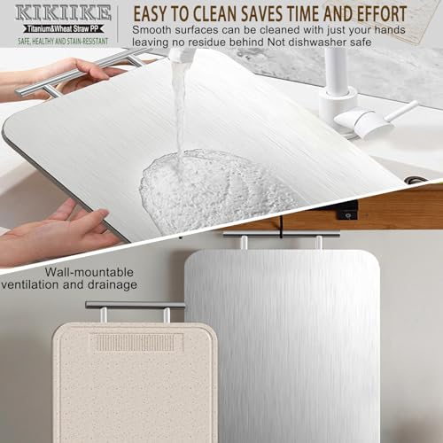 Titanium Chopping Board Double Sided Pure Titanium Cutting Boards for Kitchen, Pure Titanium & Wheat Straw PP Food Grade Metal Chopping Boards Easy to Clean - Image 5