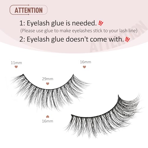Onlyall Natural Lashes Wispy Lashes Natural Look False Eyelashes Flared Eyelashes 7 Pairs D-K06
