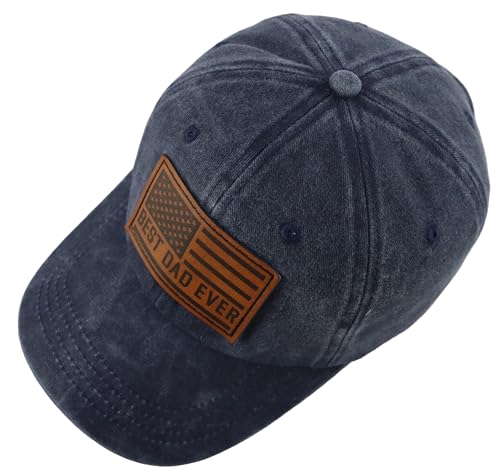 Image of Best Dad Ever American Flag Hat,Adjustable Cotton Embroidered Fathers Day Birthday Gifts for Papa Baseball Cap