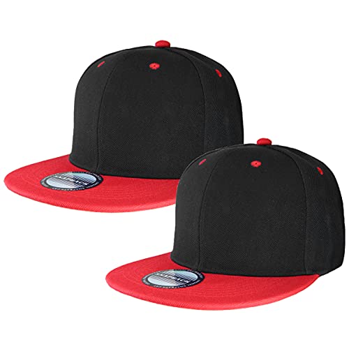 Image of Classic Snapback Hat Cap Hip Hop Style Flat Bill Blank Solid Color Adjustable Size