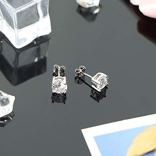 Milacolato 3Pairs 925 Sterling Silver Stud Earrings 14K Gold Plated Halo Cubic Zirconia Opal Stud Earrings Hypoallergenic Stud Earrings Set For Women Girls #TOP2