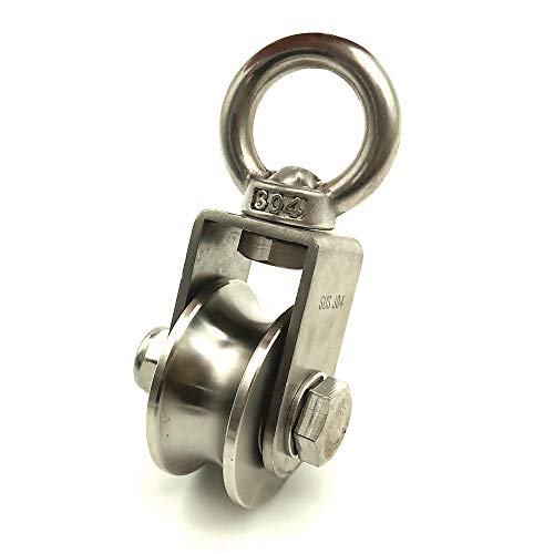 RHKING Cable Pulley Wheel Heavy Duty Pulley Stainless Steel 360 Degree Rotation Loading 1100lb/500Kg for Material Handling and Moving