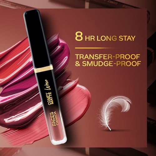 Image of FACES CANADA Comfy Matte Wow Liquid Lipstick - Choco Couture 01 (Brown) 3.8ml | One Swipe Application | Highly Pigmented | Comfortable Wear | Glides Smoothly | Long Lasting | Transferproof