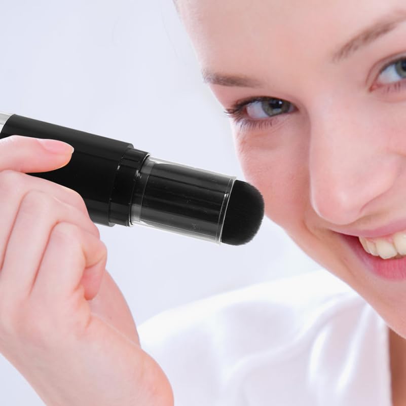 Refillable Powder Brush with Press Dispense Bottle Soft Bristle Foundation and Blush Brush for Travel Makeup - Image 4