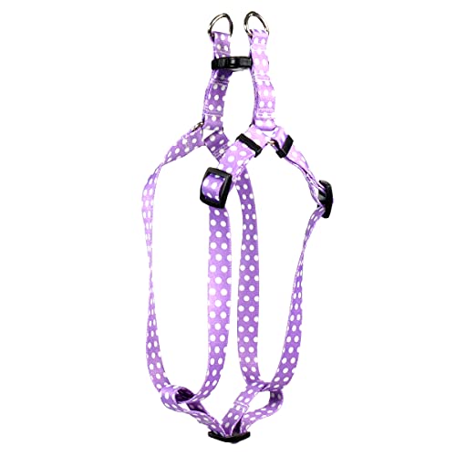 Image of Yellow Dog Design New Purple Polka Dot Step-in Dog Harness, Medium-3 /4 Wide and fits Chest of 15 to 25 inch