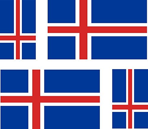 Akachafactory 4 x Autocollant Sticker Voiture Moto Valise pc Portable Drapeau Islande islandai