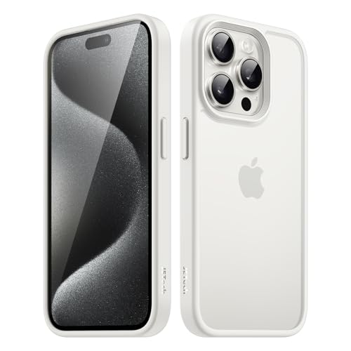 Image of JETech Matte Cover Case for iPhone 15 Pro 6.1-Inch, Shockproof Military Grade Drop Protection, Frosted Translucent Back Phone Cover, Anti-Fingerprint (White)