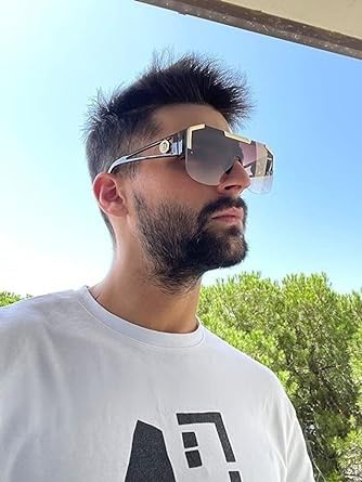 Image of Karsaer Oversized Square Flat Top Shield Sunglasses One Piece Frameless Stylish Women Men UV400 E1037