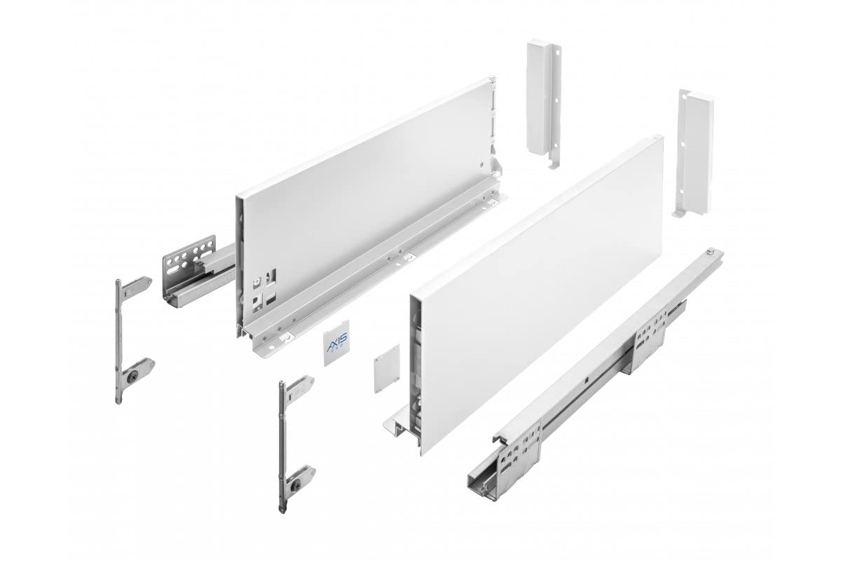 Gtv White Axis Pro Drawer System I Drawer Set With Full Extension And Integrated Damping I I Load Capacity Up To 40 Kg I Soft-Close I Free Access I Width 350 Mm I Height 168 Mm
