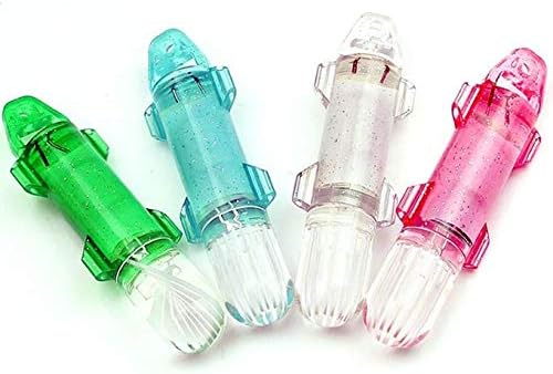 Miniatura 3 de Paquete de 4 luces LED de caída profunda para pesca subacuática, señuelo de cebo de calamar, vida útil de 500 horas, 1,968.5 ft de profundidad