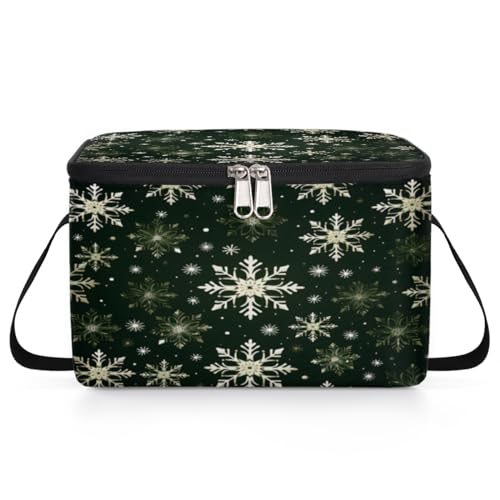 Snowflake Xmas Lunch Bags for Women Men 9 Cans, Hot & Cold Food Delivery Bag Insulated Grocery Bag Insulated Lunch Box Cooler Bag for Office Work Picnic Beach