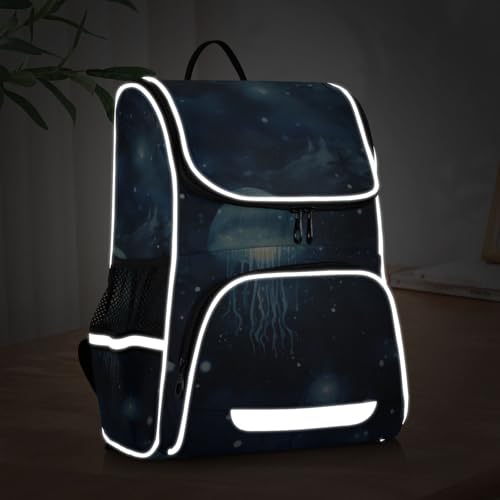 Mochila de viaje con medusa azul reflectante que protege la espalda de tu hijo 5