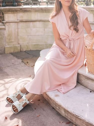 TEMOFON Wedge Sandals for Women Comfortable: Open Toe Sandals with Low Wedges - Dressy Summer Casual Sandals - Flat Comfy Walking Sandals2