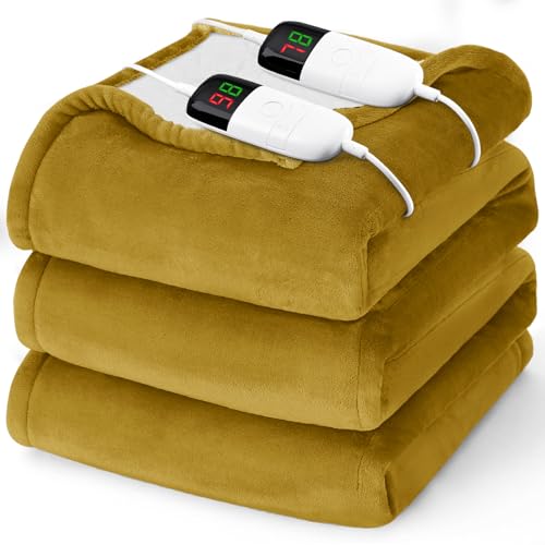 King Size Heated Electric Blanket - 90" x 108" with Dual Control, 10 Heating Levels & 8 Hours Auto Off, Soft Warm Flannel Gifts with Over-Heat Protection, ETL & FCC Certified