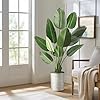 Artificial Tree in Geometric Pattern Planter Fake Bird of Paradise Silk Tree for Indoor and Outdoor Home Decoration 58 Overall Tall Plant Pot Plus Tree