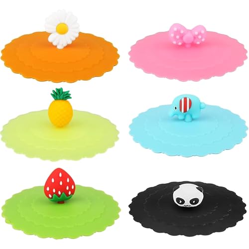 6 Pieces Silicone Lid Cover, Silicone Lids for Bowls, Food Cover for Glass Bowls, Cup Cover Lid, Microwave, Leakproof (Multicolored)