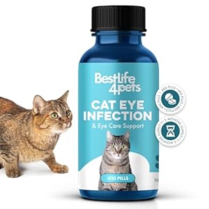 Cat Eye Infection & Eye Care Support – Holistic Vision Support for Cats & Kittens, Soothes Eye Infections, Conjunctivitis, Swelling, and Eye Discharge – Easy to Use – 400 Odorless, Tasteless Pills