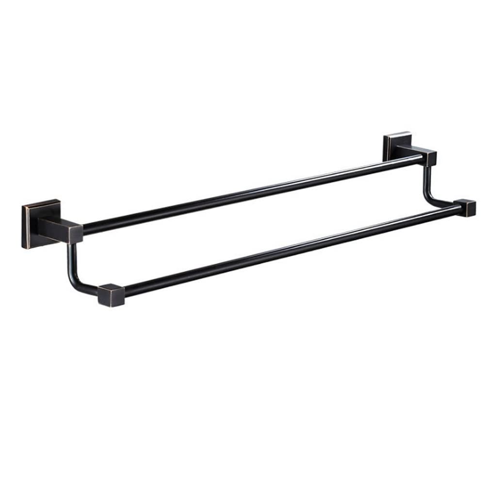 Brass Wall-Mounted Towel Stacker Hanger Holder Organizer Bar Double Towel Rack Simple American Copper Towel Bar Toilet Square Chassis Bathroom Hardware Pendant