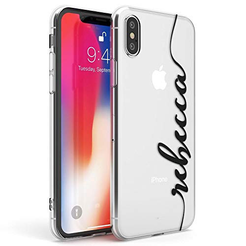 Case Warehouse iPhone X/iPhone XS El Nombre Personalizado Negro Claro Funda de Teléfono de Goma Cover Personalizado Iniciales Moda Linda Monograma Cover