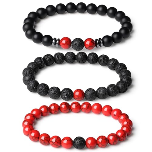 Mens Bead Bracelet Natural 8MM Tiger Eye Lava Stone Beaded Bracelets Premium Elastic Rope For Men Jewelry Accessories Fashion Gifts