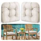MAGIC ELEPHANT Outdoor Chair Cushions Set of 2, Memory Foam Seat Cushion Pads for Wicker Chair and Patio Furniture, 19 x 19 Inches (Antique White)