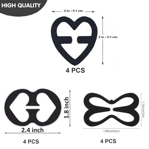 FIVEGOGO Bra Strap Clips, 12Pcs Bra Clips to Make Racerback,Bra Strap Holders for Slipping, Adjustable Bra Clips for Conceal Straps - Bra Converter Cleavage(Black, Beige, White, Clear)