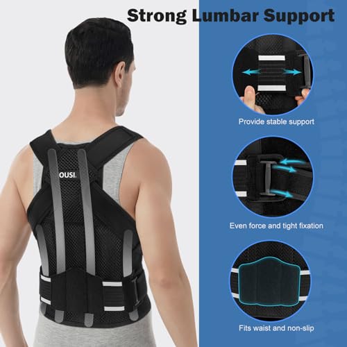 Posture Corrector Back Support Brace:Neck and Shoulder Supports Belt for Women and Men - Lower Back Straightener Straps Adjustable - Posture Correction Straps for Lumbar Upper Back Support Black (L) - Image 2