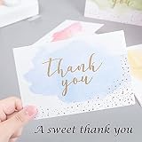 Pakiet kart z podziękowaniami, 12 szt. złote foliowane akwarela kartki okolicznościowe z naklejkami koperty, kartki z podziękowaniami dla dzieci na ślub biznes baby shower Dzień Matki (6 kolorów)