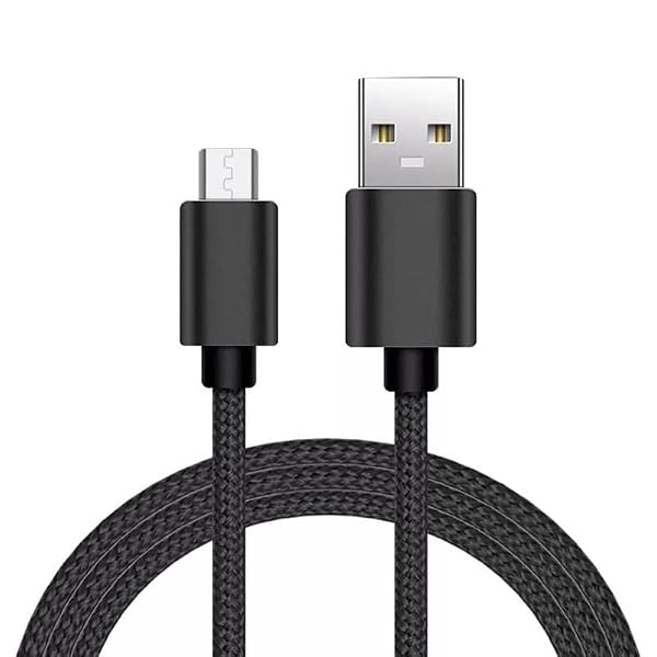 iTechCover Pleciony kabel USB do ładowania/przewód zasilający ładowarki kompatybilny z cyfrowym budzikiem Yissvic YGH-5230 / czarny / (2 m / 6,6 ft)