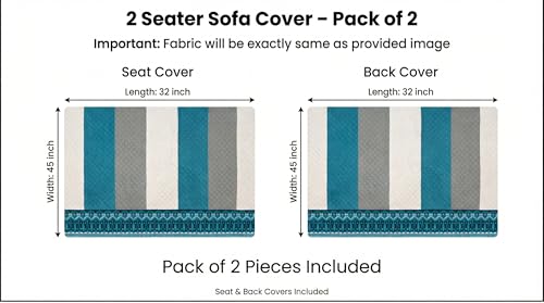 Image of Velvet 2 Seater Sofa Cover Fully Covered | Anti Skid Non Slip | Printed Aqua Blue | Sofa Slipcover for Living Room
