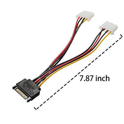 Blacell 6" Sata 15-Pin Male To Dual 4-Pin Molex Female Y Splitter, 308977 #TOP3