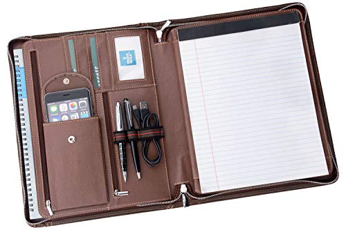 Handmade Padfolio For New Surface Pro X, Crazy-Horse Leather Portfolio With Zipper, Multi-Function Business Case #TOP2