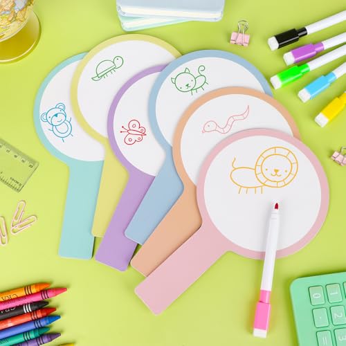 30 Sets Dry Erase Answer Paddle with 30 Markers Handheld Double Sided White Boards Colorful Flip Answer Dry Erase Paddles Small White Boards for Learners Teacher Home Classroom Office Supplies