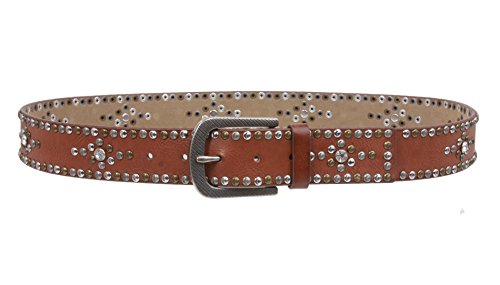 Womens Multi-rivet Studded Rhinestone Leather Belt2