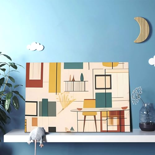 Toile murale moderne du milieu du siècle, œuvre d'art d'intérieur