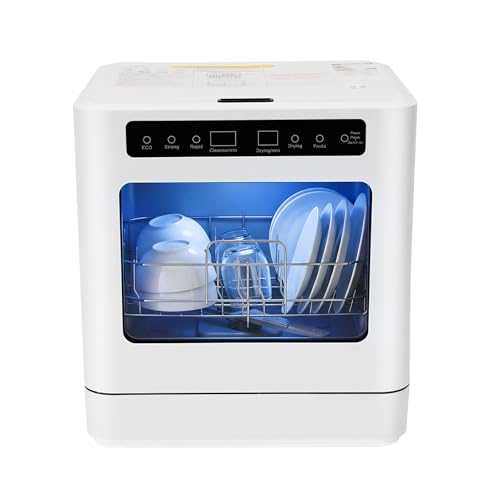 Mini lave-vaisselle portable, 800 W, autonome, avec 4 modes de lavage, mini lave-vaisselle, avec fonction de séchage et de désinfection pour bureau, camping, camping-car