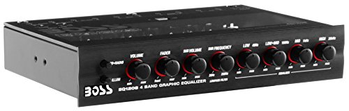 BOSS Audio Systems EQ1208 4 Band Pre-Amp Half-DIN Car Equalizer, Subfoofer Output, Dual
