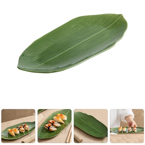 Plato de cerámica para sushi estilo hoja verde miniatura 4