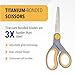 Westcott 8-Inch Titanium-Bonded Scissors with Adjustable Glide Feature for Office and Home - Gray/Yellow