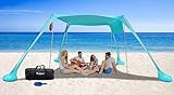 Tienda de Playa Carpa de Playa desplegable UPF 50+ Protección UV con Polos de Aluminio Anclaje de Arena para Patio Trasero Parque Playa,Sombra al Aire Libre para Viajes de Camping, Pesca