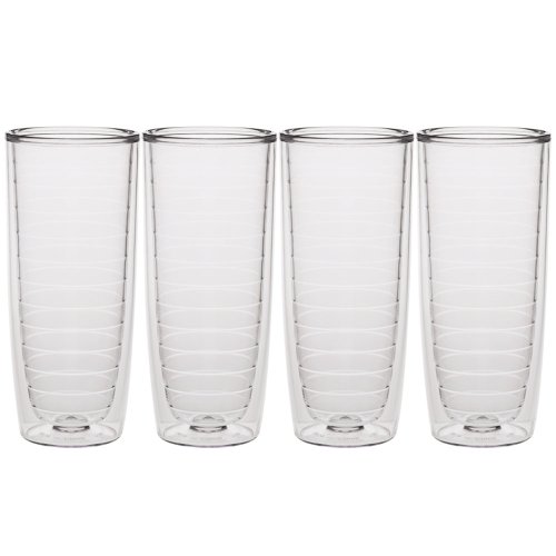 Culver Keen Cup Double Walled Insulated Tall Tumbler, 20-Ounce, Clear, Set of 4