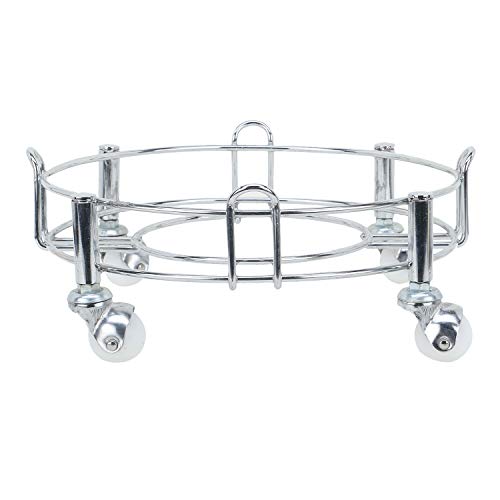 Image of Heavy Stainless Steel Gas Cylinder Trolley with Wheel | Gas Trolly | Lpg Cylinder Stand | Gas Trolly Wheel |Cylinder Trolley with Wheels | Cylinder Wheel Stand Gas Cylinder Trolley (Silver)