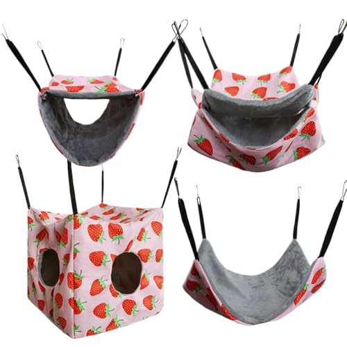 Ahuuen ハムスターハンモックベッド - 通気性フェレットハンモックハウス | ペットケージ用品、チンチラ リス ハムスター用滑り止め睡眠ハウス