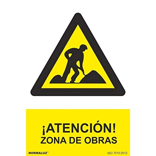 Señal ¡Atención! Zona De Obras Con Tintas Uv | 200 X 300 Mm - Adhesivos De Vinilo En Oferta Normaluz Rd30624 - Señal Adhesiva ¡Atención! Zona De Obras Adhesivo De Vinilo 20X30 Cm Con Cte, Ripci